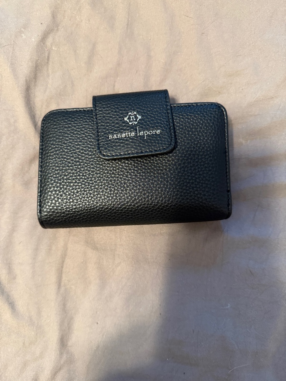 Nanette Lepore Black Pebbled Leather Snap Wallet